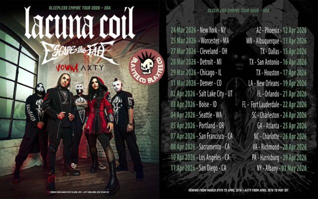 Lacuna Coil Sleepless Empire Tour 2026 USA Dates, Cities, Lineup, Venues & Complete Fan Guide