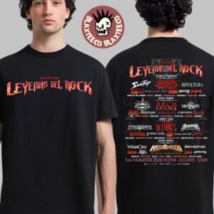 Leyendas Del Rock 2026 20th Anniversary Full Lineup In Alicante Spain At Villena On 5 6 7 8 August 2026 Two Sided T-Shirt