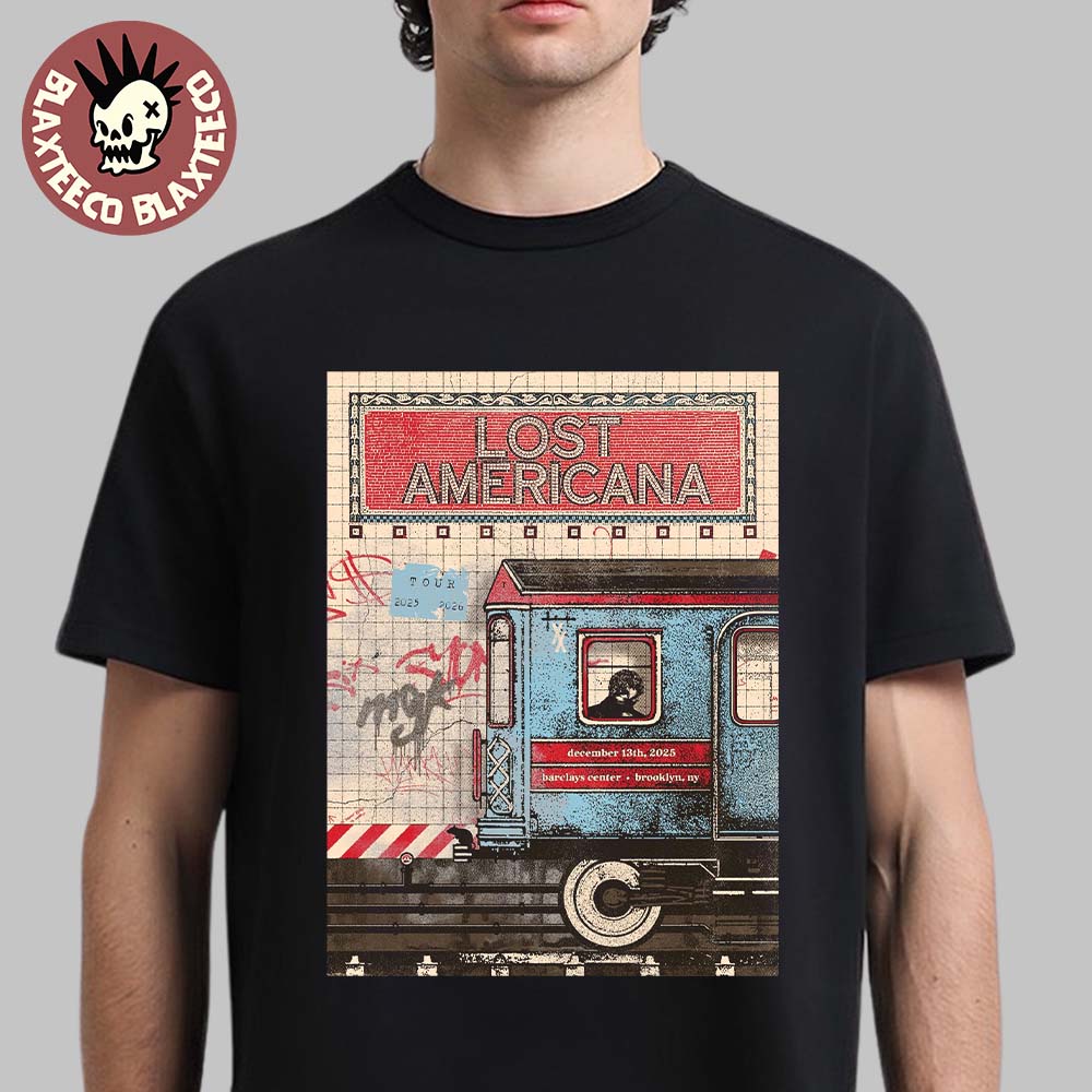 Machine Gun Kelly MGK Lost Americana Brooklyn New York 2025 Event Poster At Barclays Center On December 13 2025 T-Shirt Machine Gun Kelly MGK Lost Americana Brooklyn New York 2025 Event Poster At Barclays Center On December 13 2025 T-Shirt