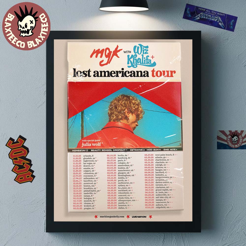 Machine Gun Kelly MGK Lost Americana Tour 2025 2026 Schedule Dates Home Decor Poster Canvas Machine Gun Kelly MGK Lost Americana Tour 2025 2026 Schedule Dates Home Decor Poster Canvas