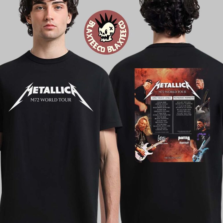 Metallica M72 World Tour Returns In Europe 2026 Schedule Tour Dates Two Sided Unisex T-Shirt Metallica M72 World Tour Returns In Europe 2026 Schedule Tour Dates Two Sided Unisex T-Shirt