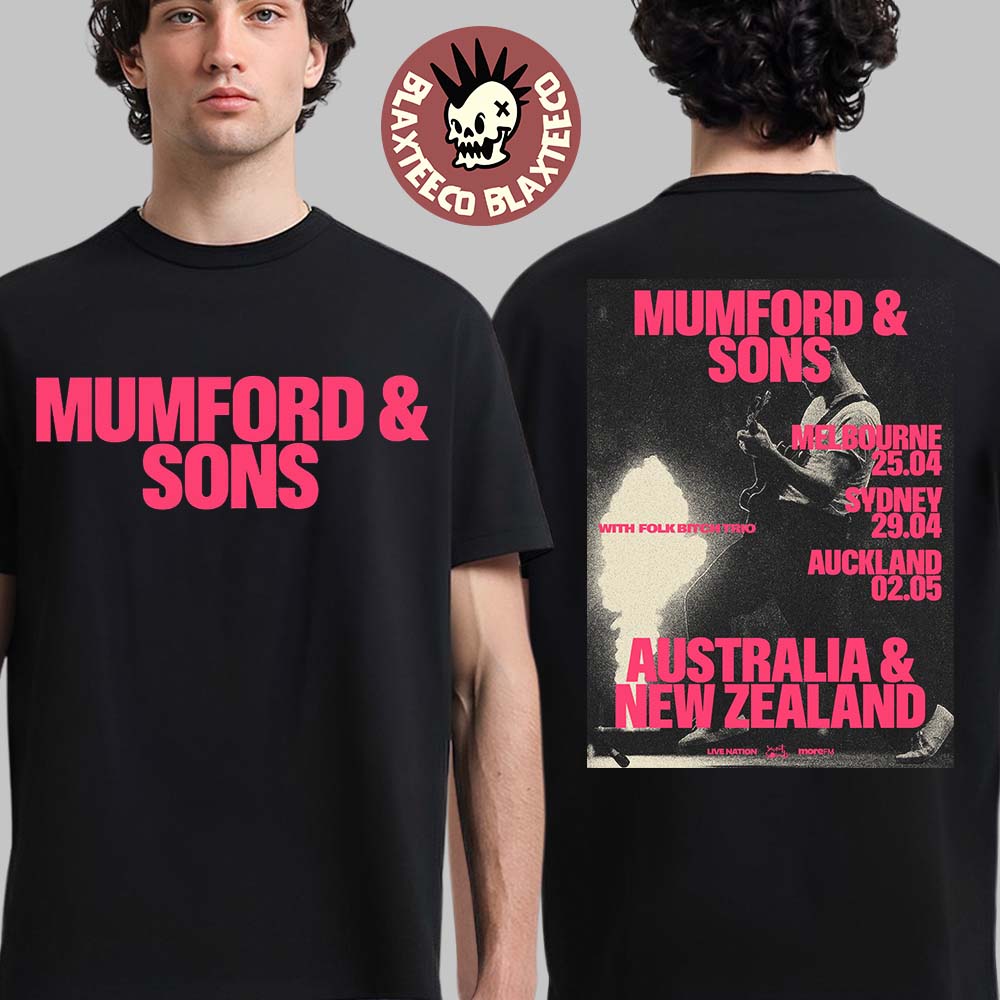 Mumford And Sons Australia And New Zealand 2026 Tour In Melbourne Sydney And Auckland Two Sided T-Shirt Mumford And Sons Australia And New Zealand 2026 Tour In Melbourne Sydney And Auckland Two Sided T-Shirt