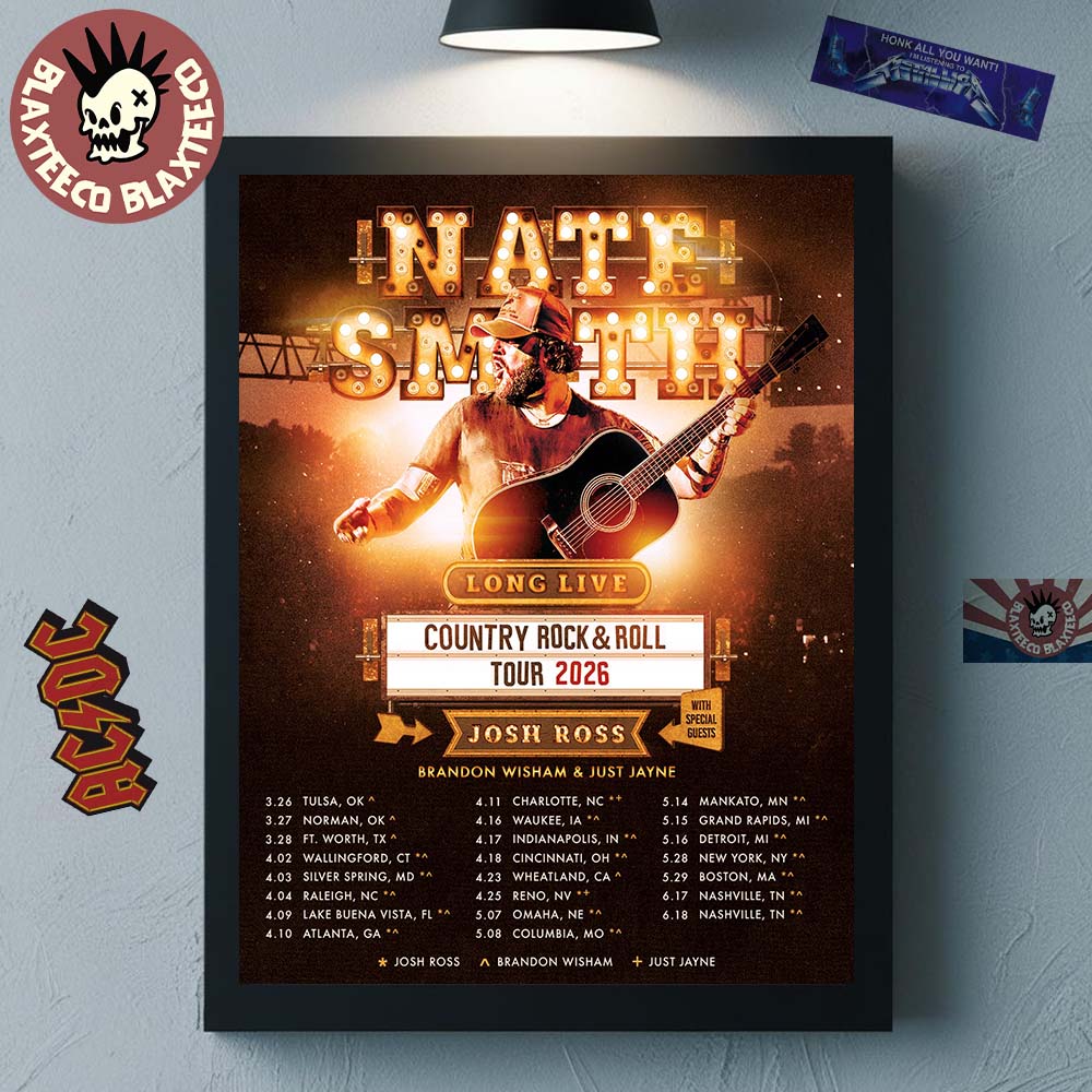 Nate Smith Long Live Country Rock And Roll Tour 2026 North American Schedule City Dates Home Decor Poster Canvas Nate Smith Long Live Country Rock And Roll Tour 2026 North American Schedule City Dates Home Decor Poster Canvas