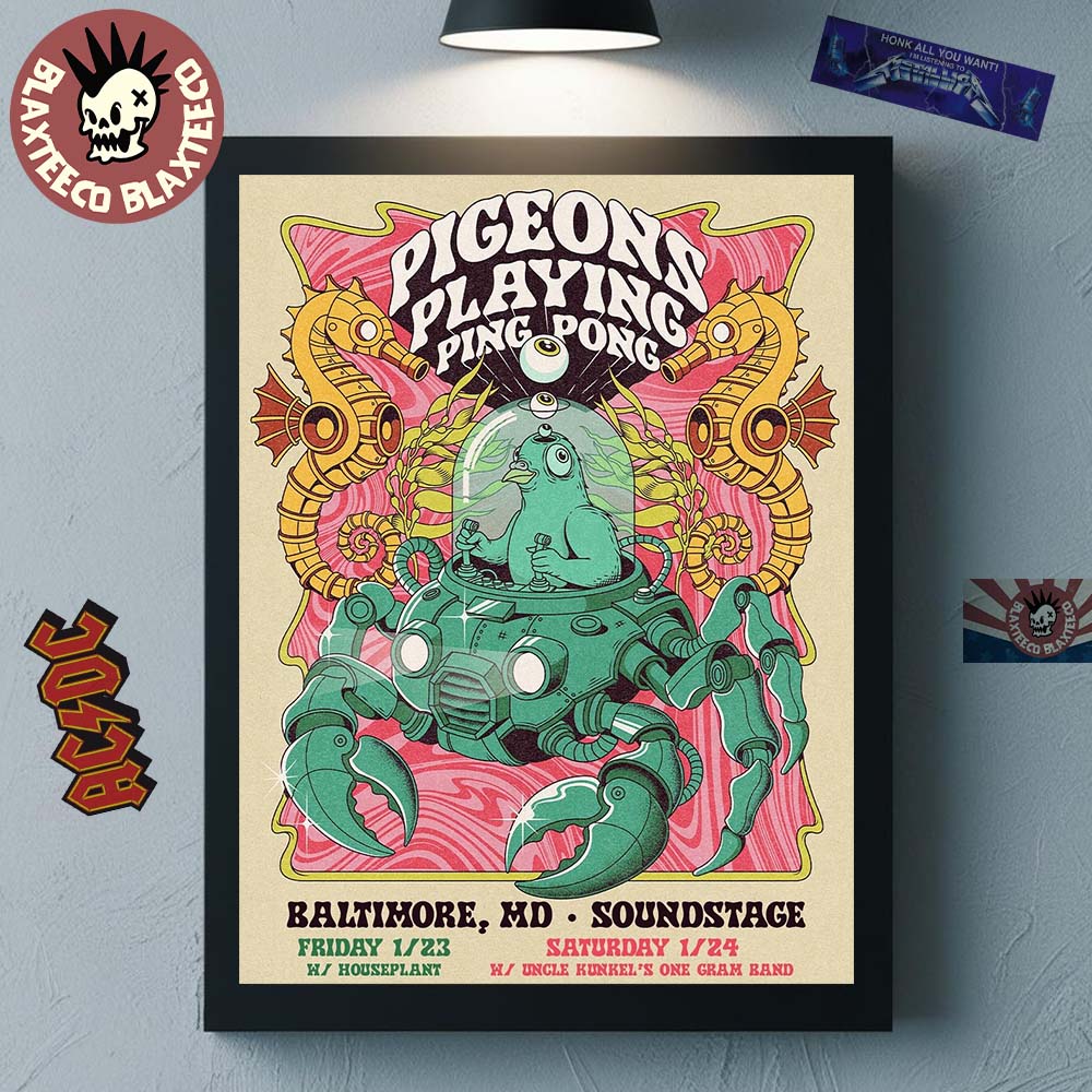 Pigeons Playing Ping Pong Baltimore Maryland 2026 Event Poster At Soundstage On January 23 And 24 2026 Home Decor Poster Canvas