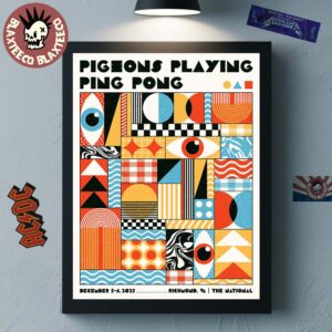 Pigeons Playing Ping Pong Richmond Virginia 2025 Event Poster At The National On December 5-6 2025 Home Decor Poster Canvas