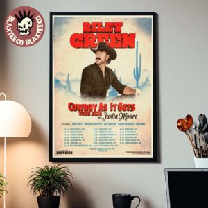 Riley Green Cowboy As It Gets Tour 2026 With Justin Moore North America Schedule Dates Home Decor Poster Canvas