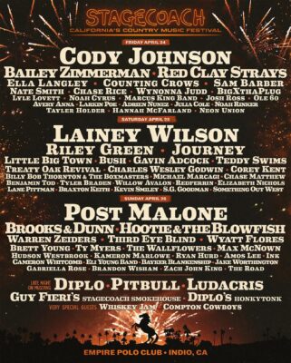Stagecoach California's Country Music Festival 2026 Full Lineup In Indio California At Empire Polo Club From April 24 To 26 2026