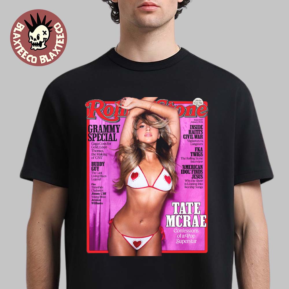 Tate McRae On The Cover Of Rolling Stones Magazine Issue 1407 January 2026 Confessions Of A Pop Superstar T-Shirt Tate McRae On The Cover Of Rolling Stones Magazine Issue 1407 January 2026 Confessions Of A Pop Superstar T-Shirt