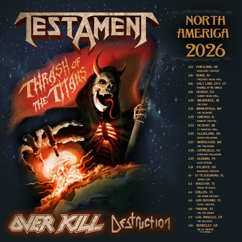 Testament Thrash Of The Titans North America 2026 Tour Schedule Dates