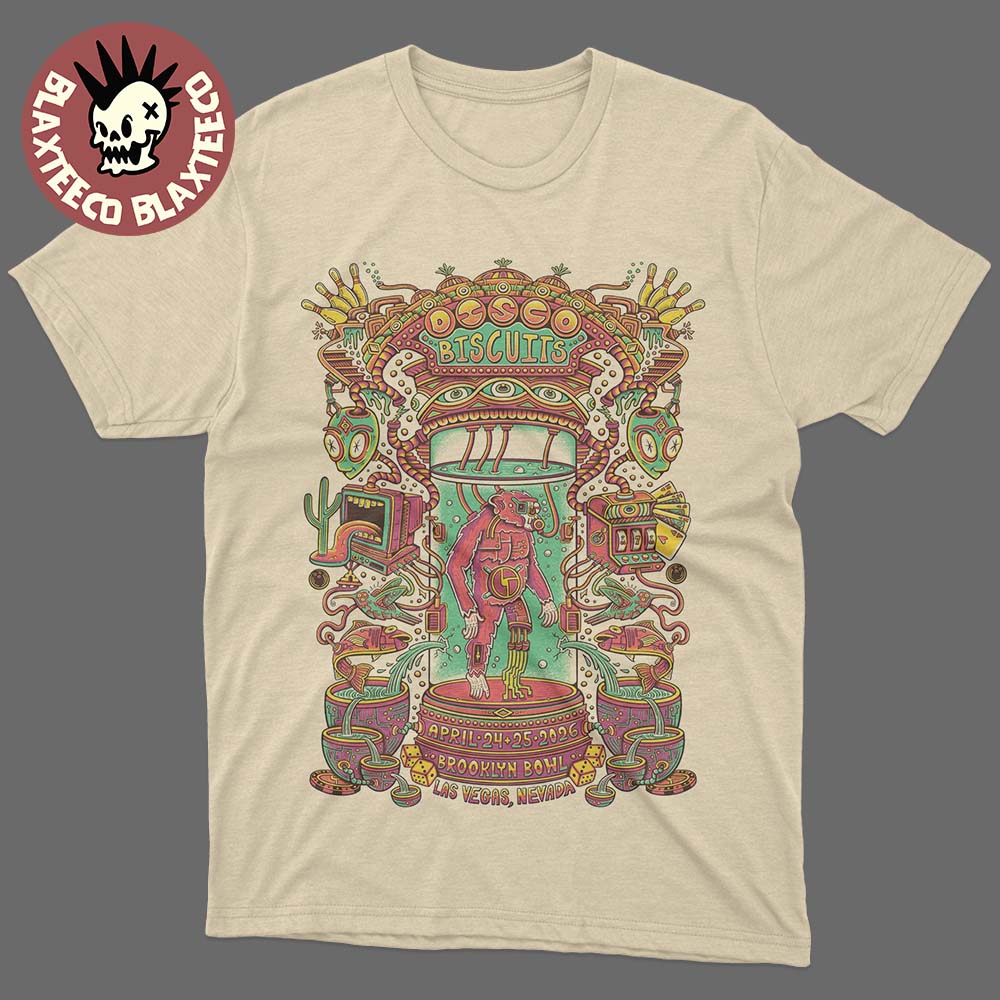 The Disco Biscuits Las Vegas Nevada 2025 Event Poster At Brooklyn Bowl On April 24 25 2026 T-Shirt The Disco Biscuits Las Vegas Nevada 2025 Event Poster At Brooklyn Bowl On April 24 25 2026 T-Shirt