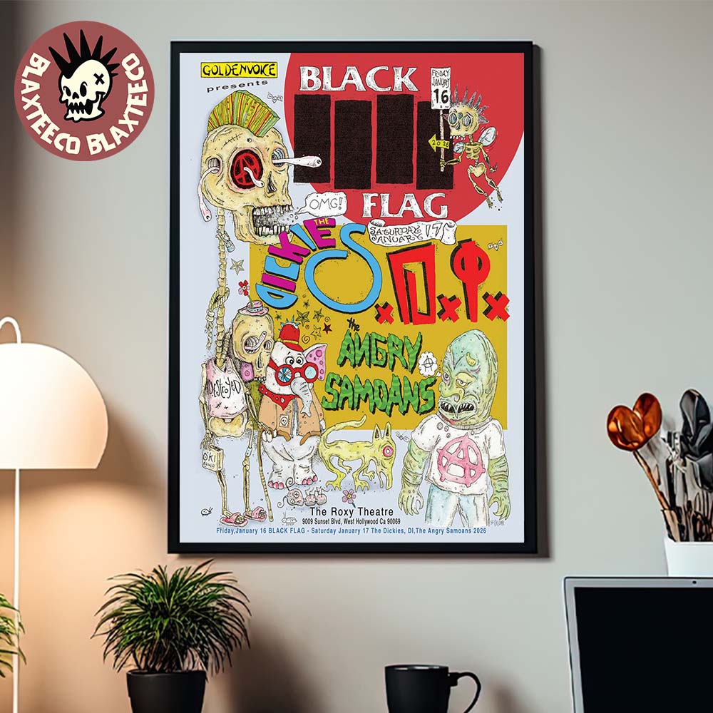 Black Flag West Hollywood California 2026 Two Nights Of Punk Rock Event Poster At The Roxy Theatre On January 16 17 2026 Poster Canvas Black Flag West Hollywood California 2026 Two Nights Of Punk Rock Event Poster At The Roxy Theatre On January 16 17 2026 Poster Canvas