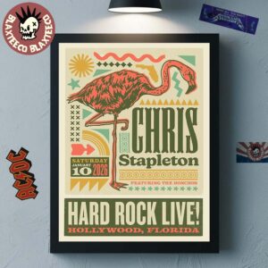 Chris Stapleton Hard Rock Live 2026 Night 1 Event Poster In Hollywood Florida On January 10 2026 Pink Flamingo Art Poster Canvas