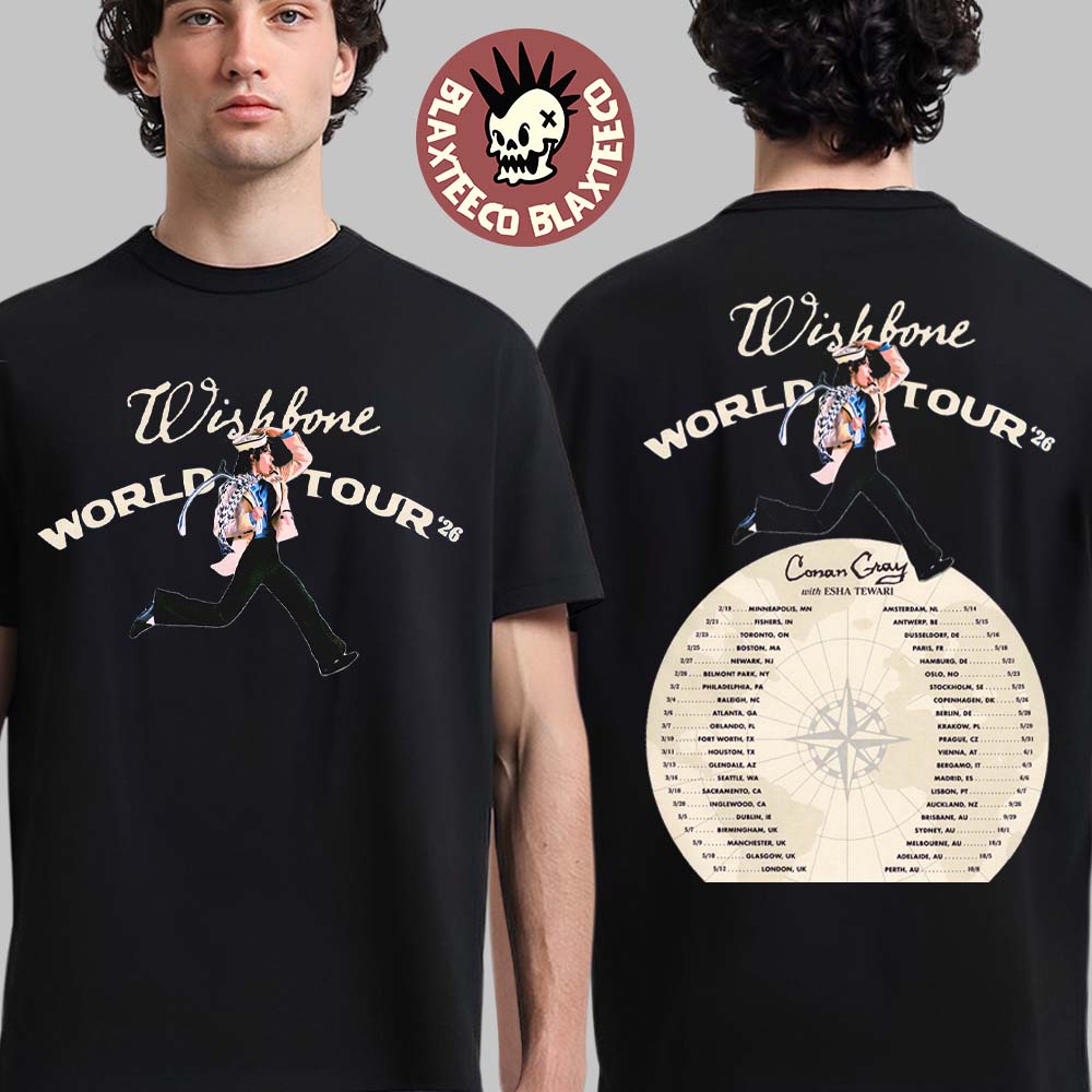Conan Gray Wishbone World Tour 2026 North America UK And Europe And Australia Schedule Dates Two Sided T-Shirt Conan Gray Wishbone World Tour 2026 North America UK And Europe And Australia Schedule Dates Two Sided T-Shirt