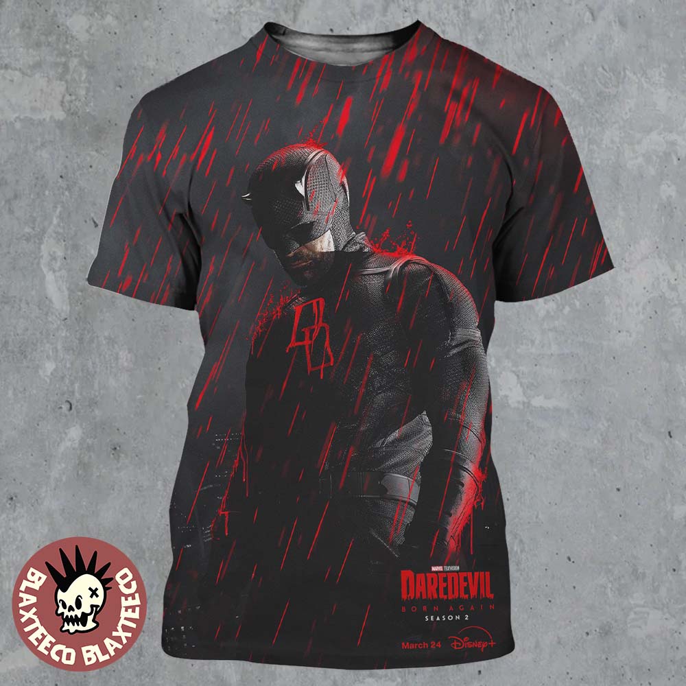 Daredevil Born Again Season 2 Premiering March 24 2026 First Official Poster All Over Print Shirt Daredevil Born Again Season 2 Premiering March 24 2026 First Official Poster All Over Print Shirt