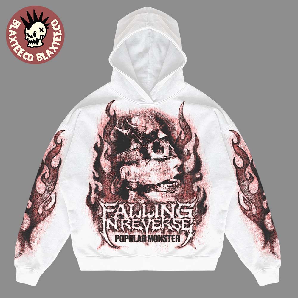 Falling In Reverse Popular Monster Streamathon 2026 Merch White Hoodie Falling In Reverse Popular Monster Streamathon 2026 Merch White Hoodie