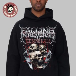 Falling In Reverse X Ice Nine Kills Collab Merch Whatnot Streamathon Triplet Skulls With Daggers Hoodie
