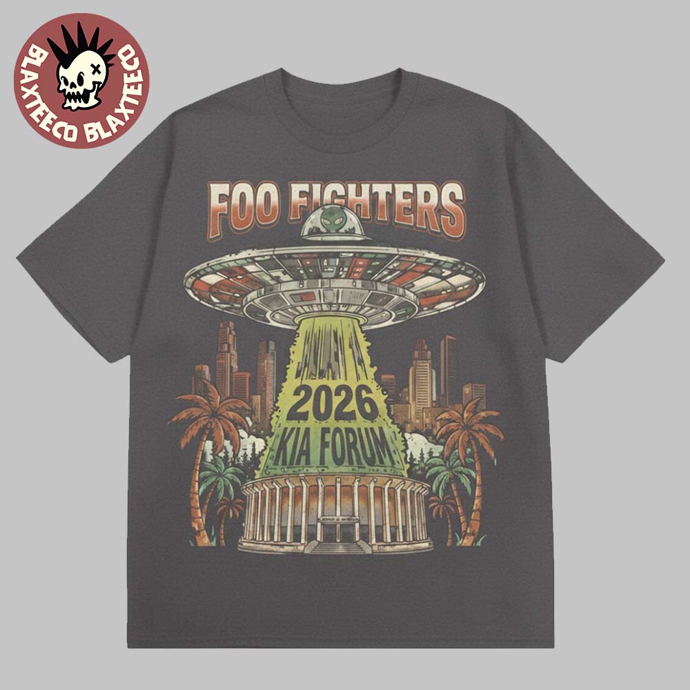 Foo Fighters Los Angeles 2026 Venue Merch Tee At Kia Forum On January 14 2026 Alien Space Ship T-Shirt Foo Fighters Los Angeles 2026 Venue Merch Tee At Kia Forum On January 14 2026 Alien Space Ship T-Shirt