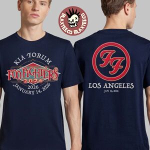 Foo Fighters Los Angeles 2026 Venue Merch Tee At Kia Forum On January 14 2026 Big Logo Two Sided Navy T-Shirt