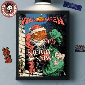 Helloween Merry Xmas Pumpkin Powered Santa Poster Canvas