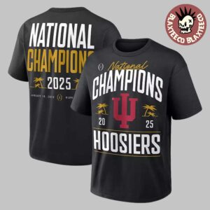 Indiana Hoosiers 2025 CFP National Champions Nike Authentic Locker Room Two Sided T-Shirt