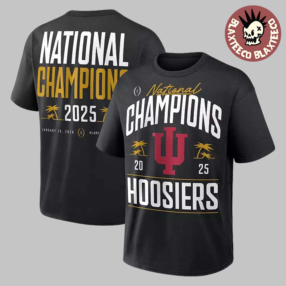Indiana Hoosiers 2025 CFP National Champions Nike Authentic Locker Room Two Sided T-Shirt Indiana Hoosiers 2025 CFP National Champions Nike Authentic Locker Room Two Sided T-Shirt