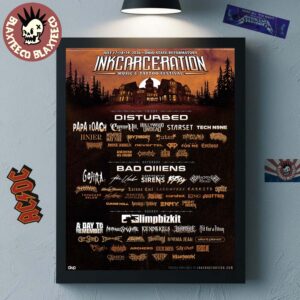 Inkcarceration Music And Tattoo Festival 2026 Full Lineup In Mansfield Ohio At Ohio State Reformatory On July 17 18 19 2026 Decor Poster Canvas
