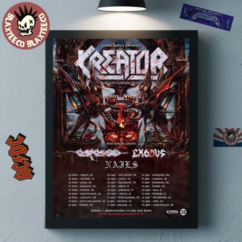 Kreator Krushers Of The World UK And Europe Tour 2026 Schedule Dates ...