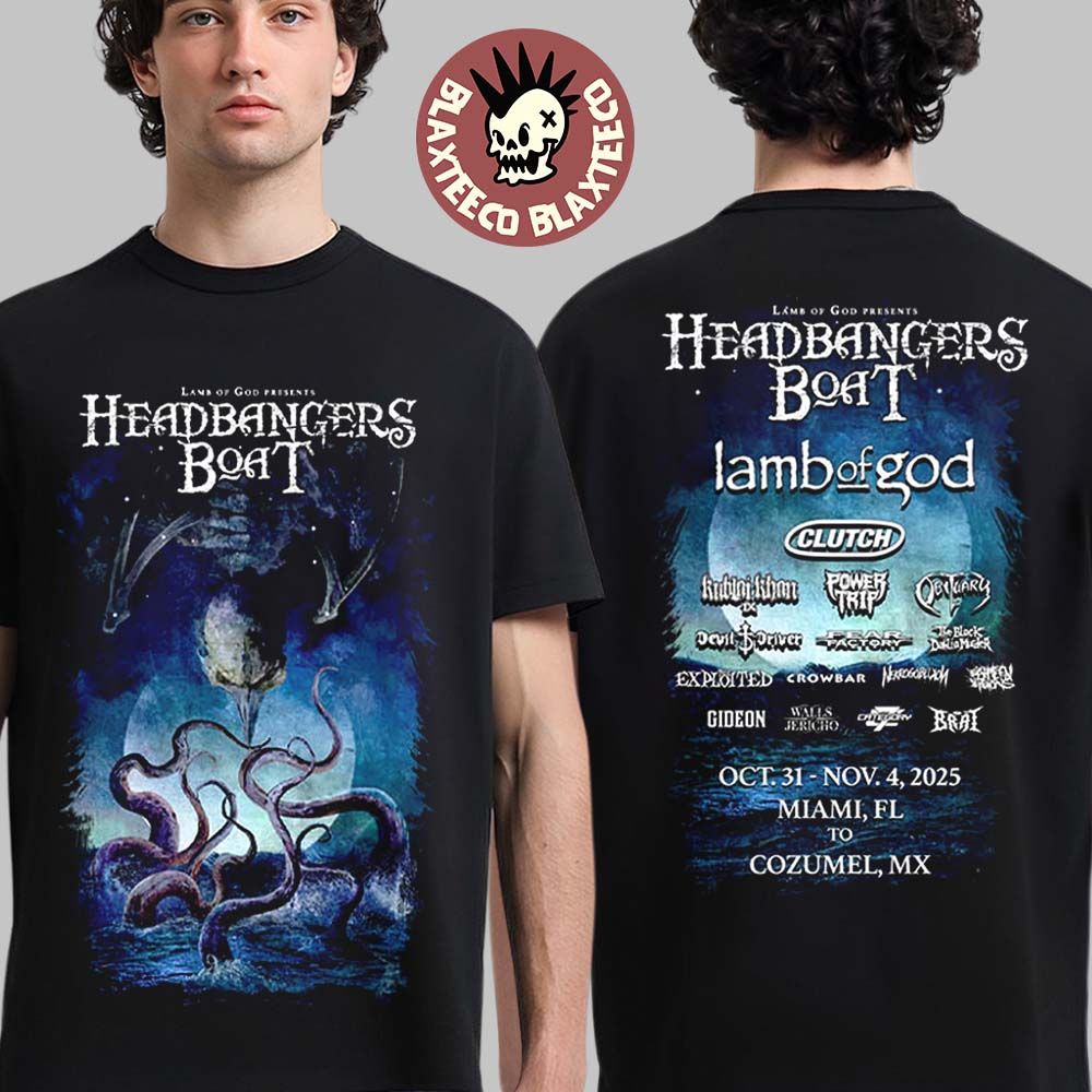 Lamb Of God Headbangers Boat Cruise Collection 2025 Lineup From October 31 To November 4 2025 Miami Florida To Cozumel Mexico T-Shirt Lamb Of God Headbangers Boat Cruise Collection 2025 Lineup From October 31 To November 4 2025 Miami Florida To Cozumel Mexico T-Shirt