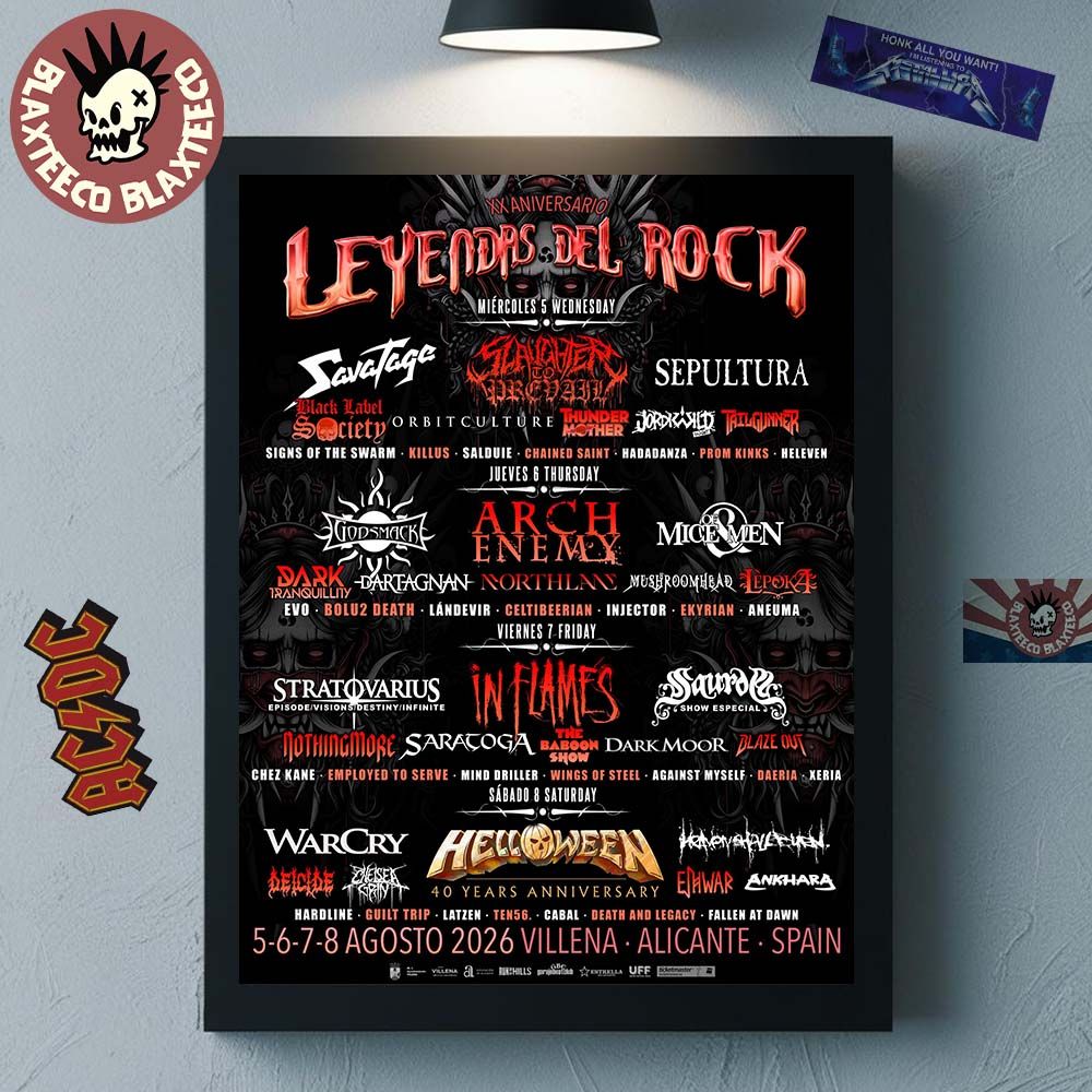 Leyendas Del Rock 2026 20Th Anniversary Full Lineup In Alicante Spain At Villena On 5 6 7 8 August 2026 Home Decor Poster Canvas Leyendas Del Rock 2026 20Th Anniversary Full Lineup In Alicante Spain At Villena On 5 6 7 8 August 2026 Home Decor Poster Canvas