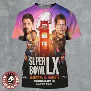 NFL Super Bowl LX 2026 Seattle Seahawks Vs New England Patriots Matchup On February 8 2026 All Over Print Shirt