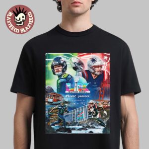 NFL Super Bowl LX Seattle Seahawks Vs New England Patriots Head To Head East Coast Vs West Coast T-Shirt