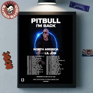 Pitbull I’m Back North America Tour 2026 City Dates Wall Decor Poster Canvas