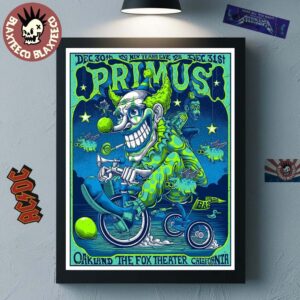 Primus Vip 2025 New Years Eve Shows Poster In Oakland California At The Fox Theater On December 30 And 31 2025 The Clown Art Decor Poster Canvas