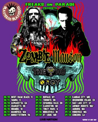 Rob Zombie And Marilyn Mason With The Hu And Orgy Freaks On Parade Presents 2026 North America Tour City Dates