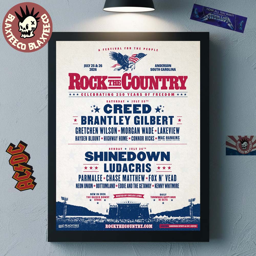 Rock The Country Celebrating 250 Years Of Freedom Full Lineup In Anderson South Carolina On July 25 And 26 2026 Home Decor Poster Canvas Rock The Country Celebrating 250 Years Of Freedom Full Lineup In Anderson South Carolina On July 25 And 26 2026 Home Decor Poster Canvas