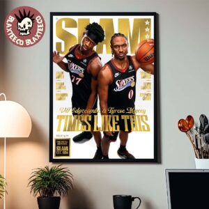 Slam 260 Tyrese Maxey And VJ Edgecombe Philadelphia 76ers Duo Times Like This Gold Metal Edition Magazine Cover Poster Canvas