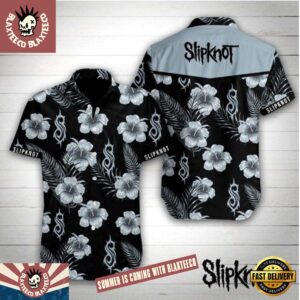 Slipknot Flowers Tropical Pattern Black And Grey Summer Hawaiian Shirt