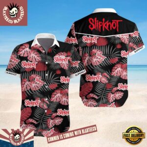 Slipknot Red Leaves With Logo Pattern Metal Summer Hawaiian Shirt