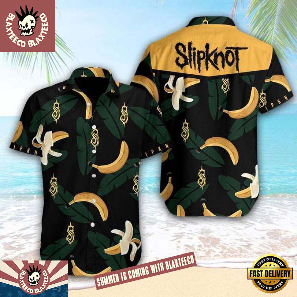 Slipknot Rock Band Banana Blitz With Logo Pattern Summer Hawaiian Shirt Slipknot Rock Band Banana Blitz With Logo Pattern Summer Hawaiian Shirt