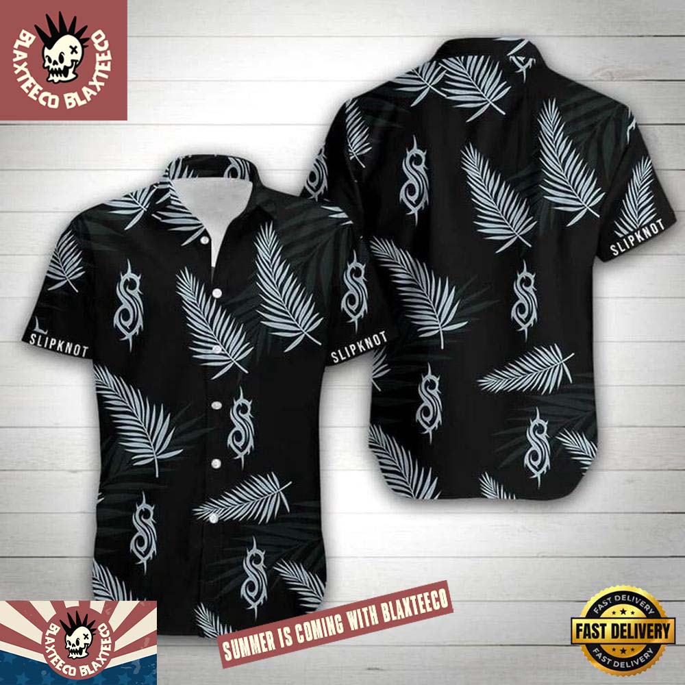 Slipknot Rock Band Tropical Pattern Black Summer Hawaiian Shirt Slipknot Rock Band Tropical Pattern Black Summer Hawaiian Shirt