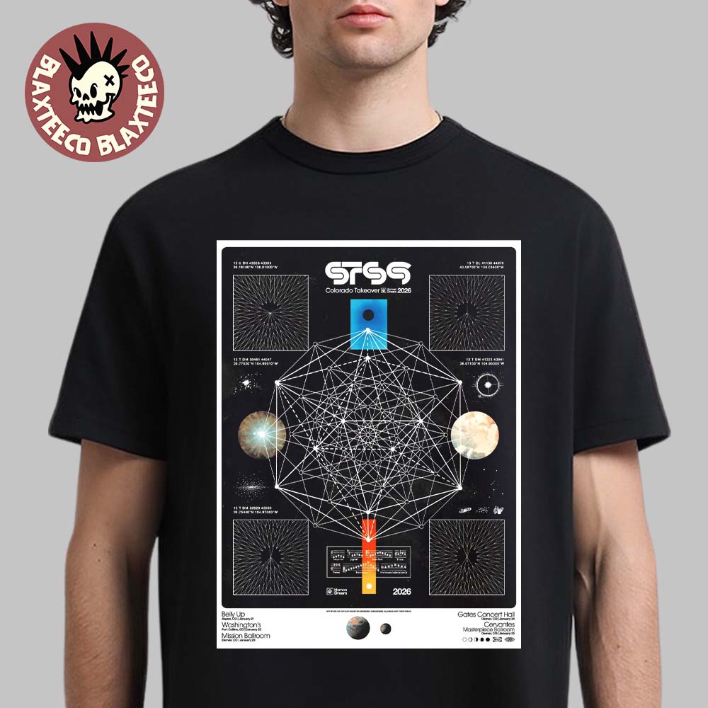 Sound Tribe Sector 9 STS9 X Conscious Alliance Colorado Takeover 2026 Official Poster T-Shirt Sound Tribe Sector 9 STS9 X Conscious Alliance Colorado Takeover 2026 Official Poster T-Shirt