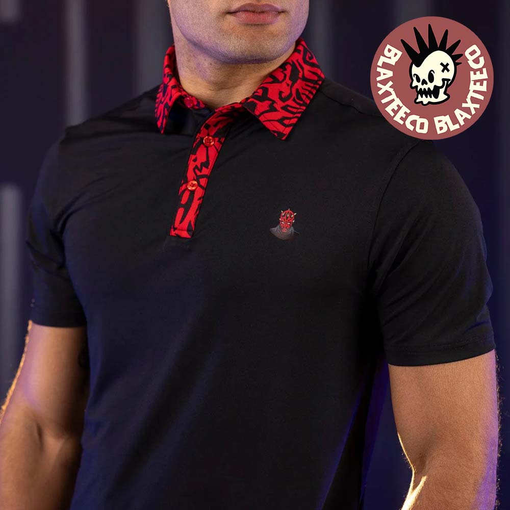 Star Wars RSVLTS Darth Maul Crest Maul Markings All Day Polo Shirt Star Wars RSVLTS Darth Maul Crest Maul Markings All Day Polo Shirt