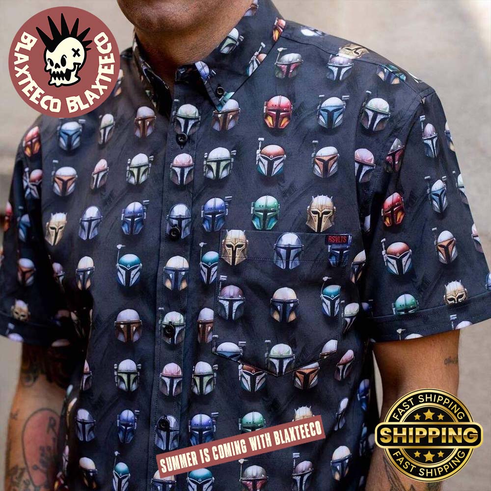 Star Wars RSVLTS Mandalorian Helmets This Is The Way Button Short Sleeve Hawaiian Shirt Star Wars RSVLTS Mandalorian Helmets This Is The Way Button Short Sleeve Hawaiian Shirt