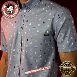 Star Wars RSVLTS Stormtroopers Helmet Pattern Lil Troopers Button Short Sleeve Hawaiian Shirt