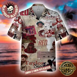 Taylor Swift Red Taylor’s Version Stickers Retro Pattern Style Hawaiian Shirt