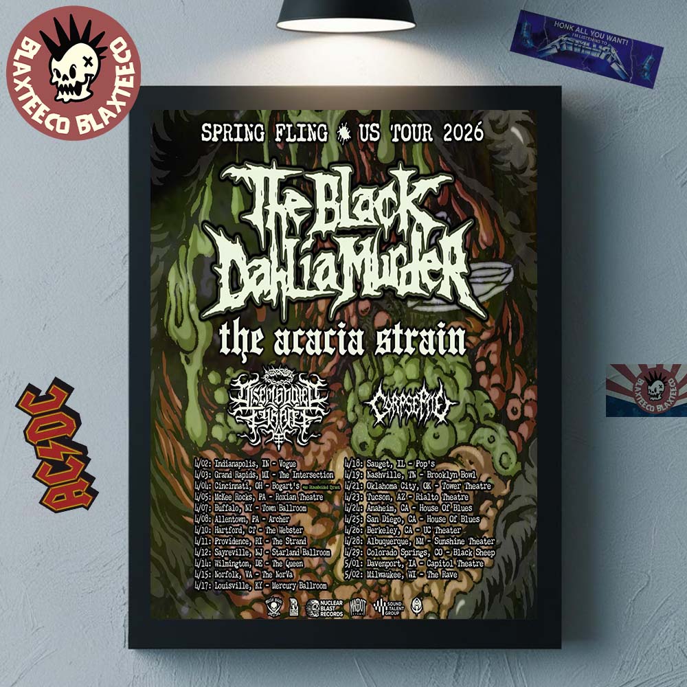 The Black Dahlia Murder Spring Fling US Tour 2026 City Dates Home Decor Poster Canvas The Black Dahlia Murder Spring Fling US Tour 2026 City Dates Home Decor Poster Canvas
