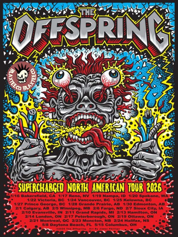 The Offspring Supercharged North American Tour 2026 With Dates Official Tour Poster