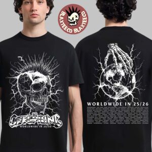 The Offspring Supercharged Worldwide 2026 Merch Mohawk Skull 2026 Tour T-Shirt