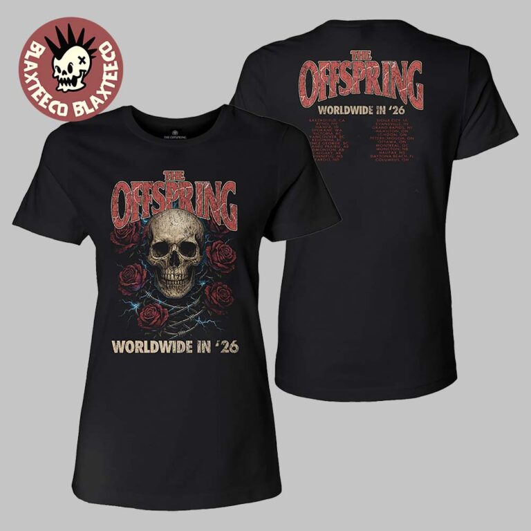 The Offspring Supercharged Worldwide 2026 Merch Rose Skull 2026 Ladies ...
