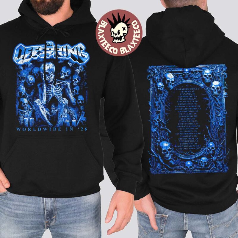 The Offspring Supercharged Worldwide 2026 Merch Sitting Skeleton 2026 Tour Hoodie